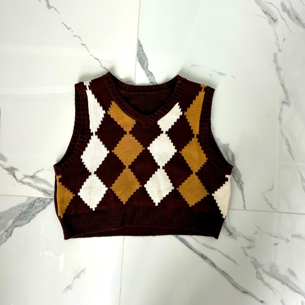 Brown sweater vest